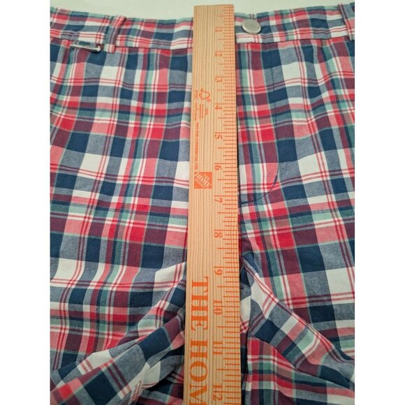 Lauren Ralph Lauren Active Plaid Bermuda Shorts Womens Size 12 Blue Red Cotton - Picture 8 of 10